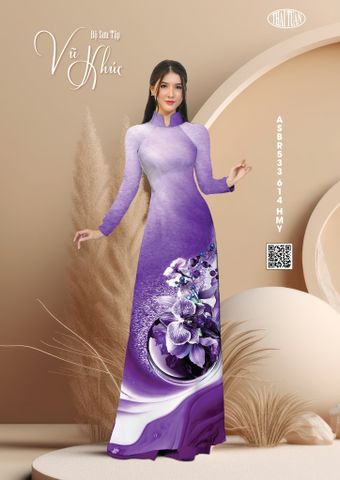 ASBR533614HMY Vải Sắc Phương Nam In Hoa Văn Màu Tím Khổ 1m50 Dài 2m1