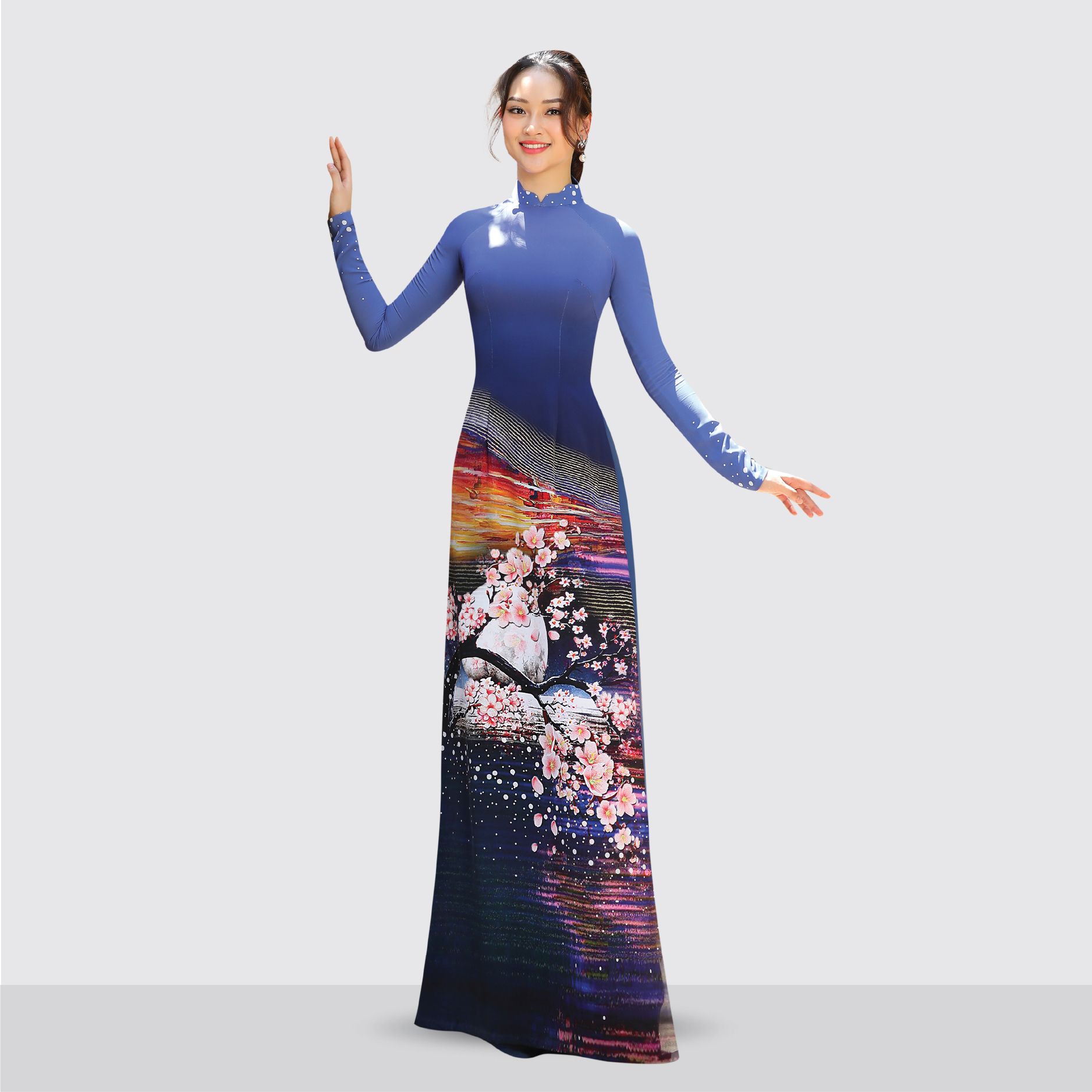 Vải Áo Dài In Họa Tiết Kháng Khuẩn Khổ 1m50 x Dài 2m1 ASBR533014DE1F