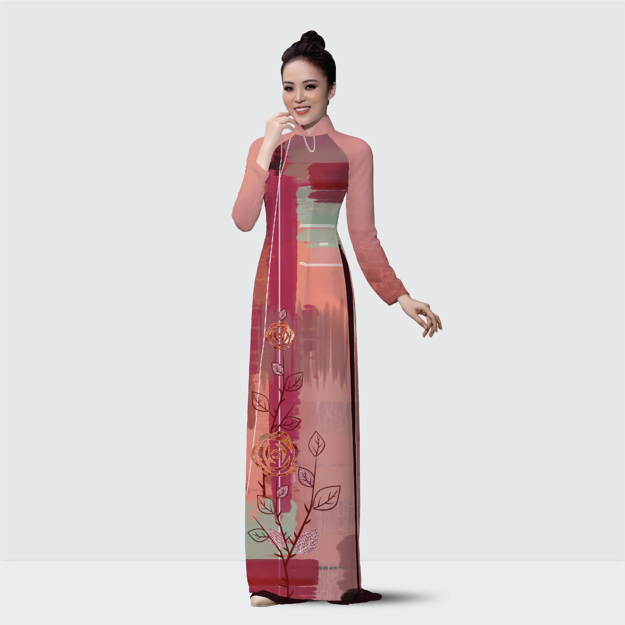 ASBR533207G5M Vải Áo Dài Sắc Phương Nam Kháng Khuẩn In Hoa Văn Khổ 1m50 Dài 2m1