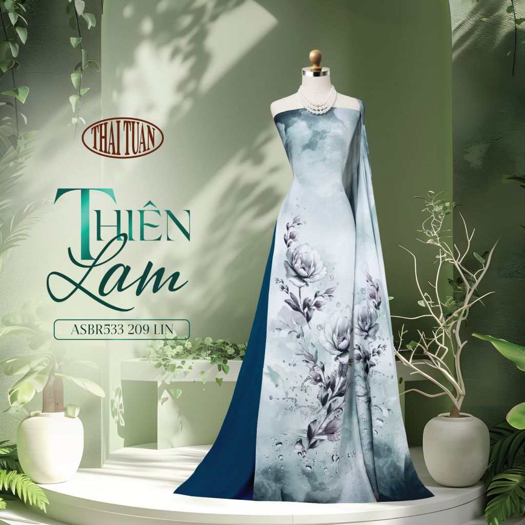 ASBR533209LIN Vải Áo Dài Sắc Phương Nam Thiên Lam Kháng Khuẩn Khổ 1m50 x 2m1