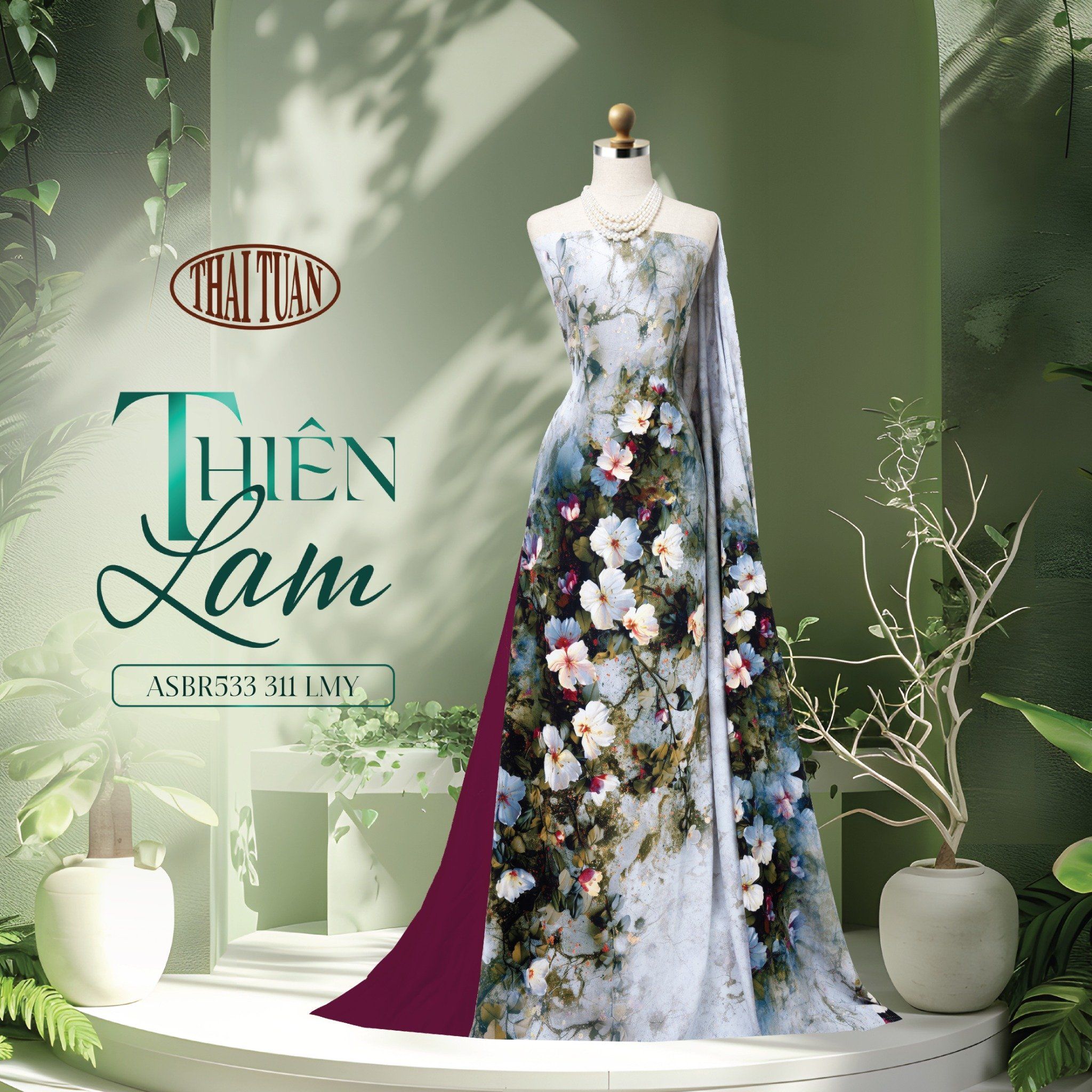 ASBR533311LMY Vải Áo Dài Sắc Phương Nam Thiên Lam Kháng Khuẩn Khổ 1m50 x 2m1