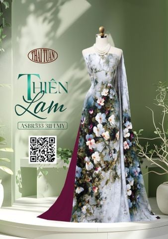 ASBR533311LMY Vải Áo Dài Sắc Phương Nam Thiên Lam Kháng Khuẩn Khổ 1m50 x 2m1