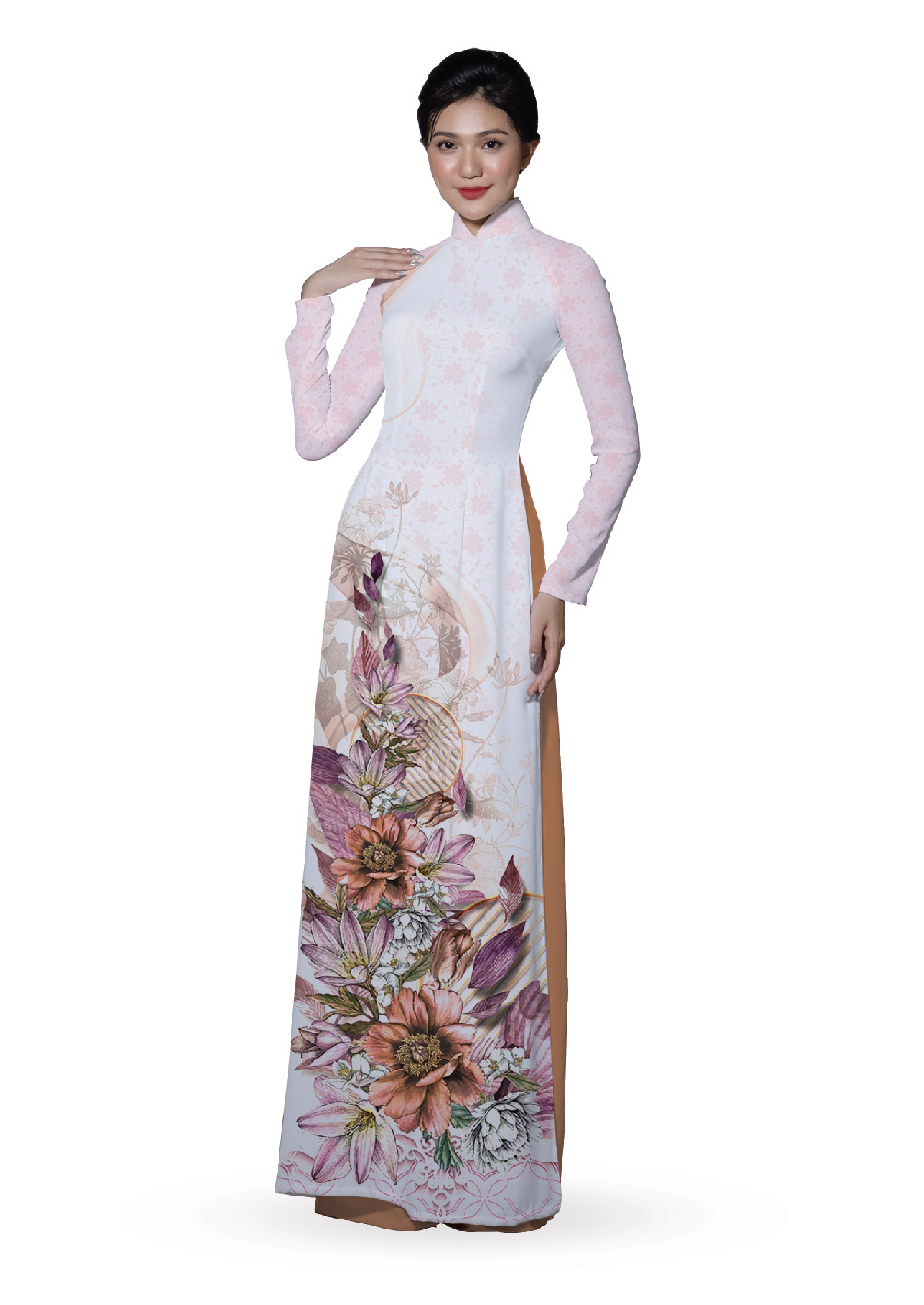 ASBR533-006-DQZ | Vải Áo Dài Hoa Văn In