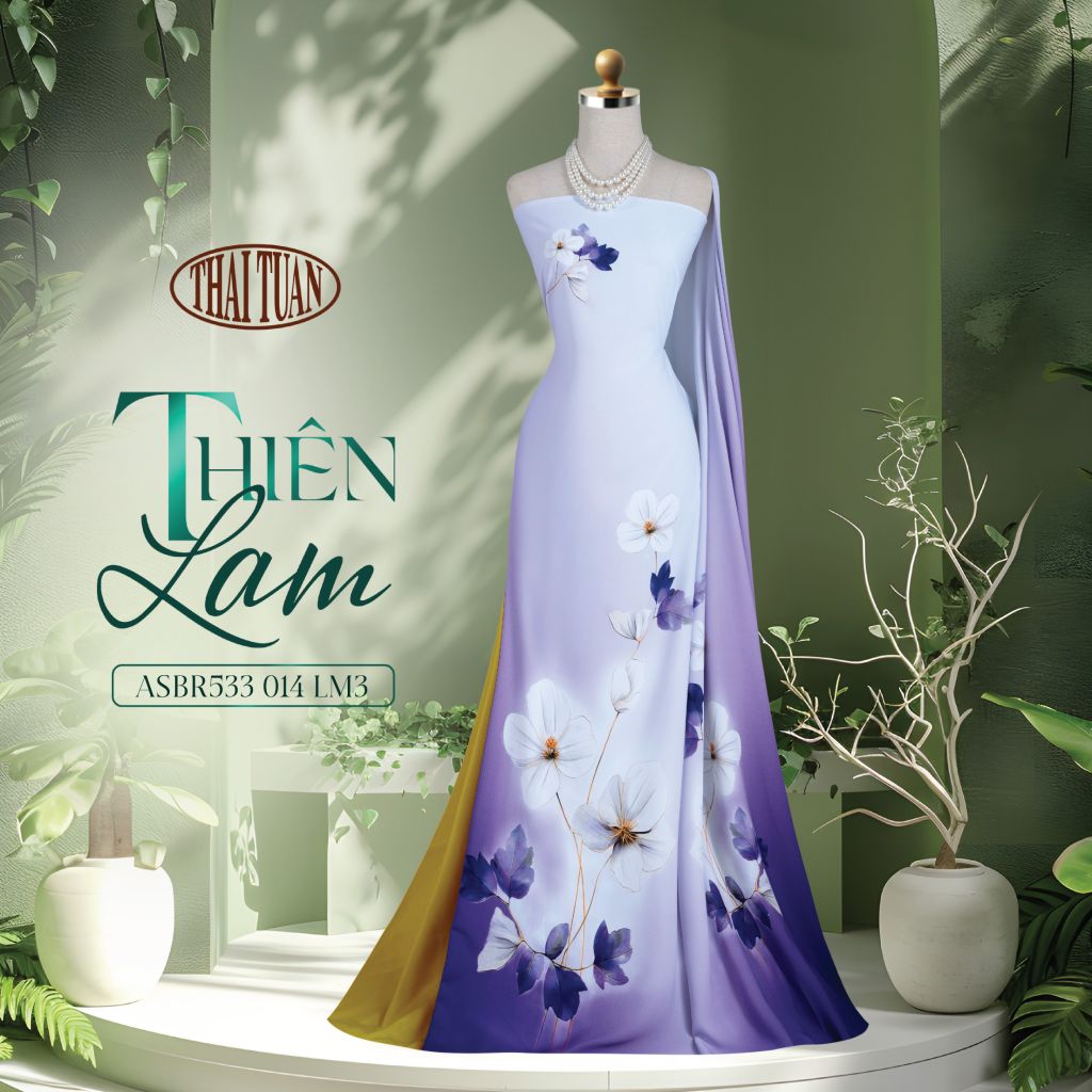 ASBR533014LM3 Vải Áo Dài Sắc Phương Nam Thiên Lam Kháng Khuẩn Khổ 1m50 x 2m1