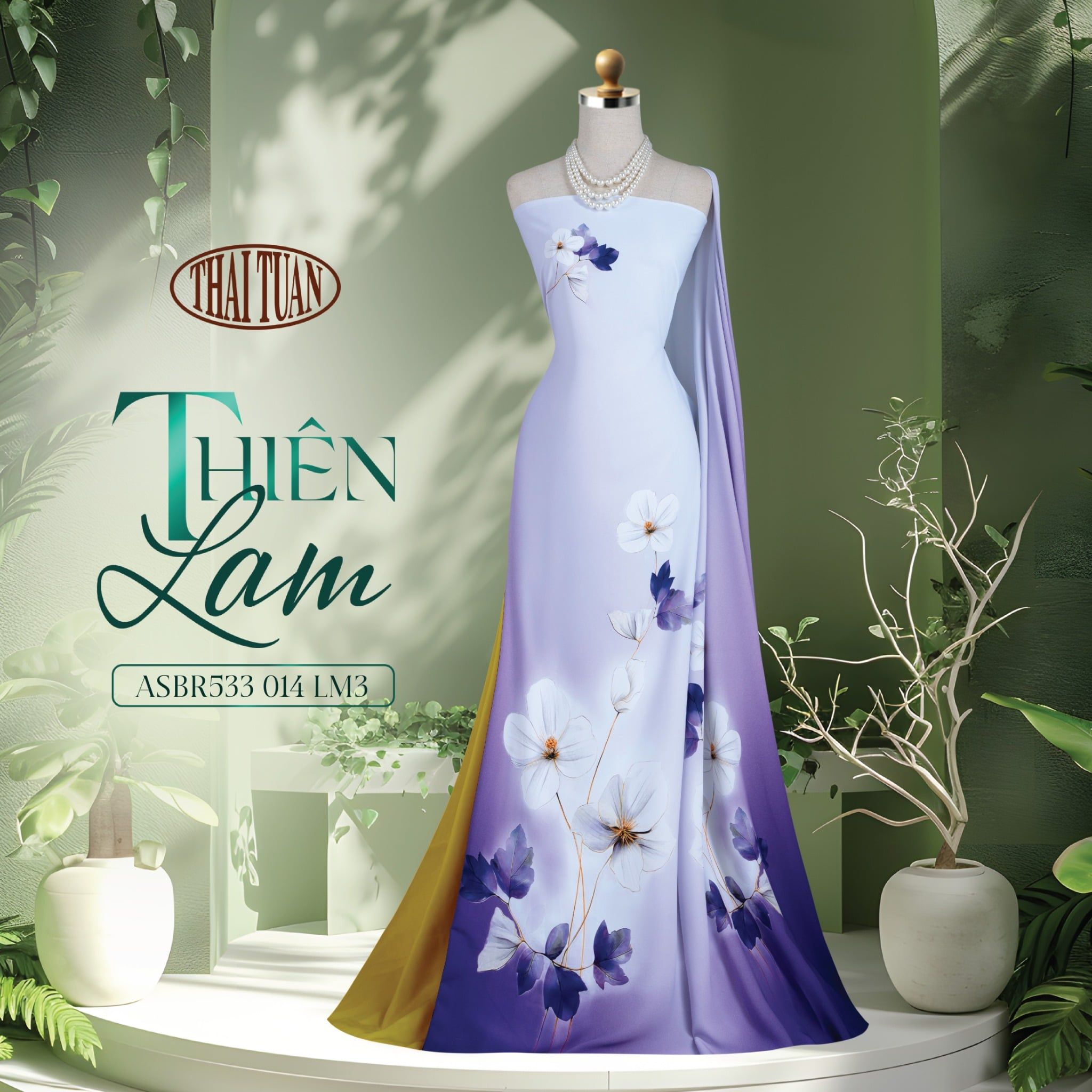 ASBR533014LM3 Vải Áo Dài Sắc Phương Nam Thiên Lam Kháng Khuẩn Khổ 1m50 x 2m1