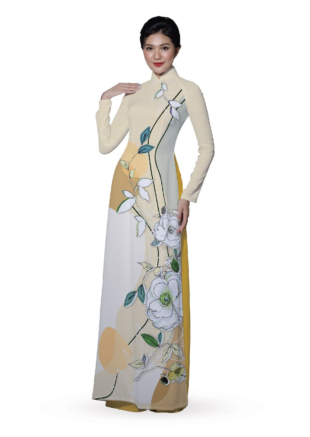 ASBR533-027-DQQ | Vải Áo Dài Hoa Văn In