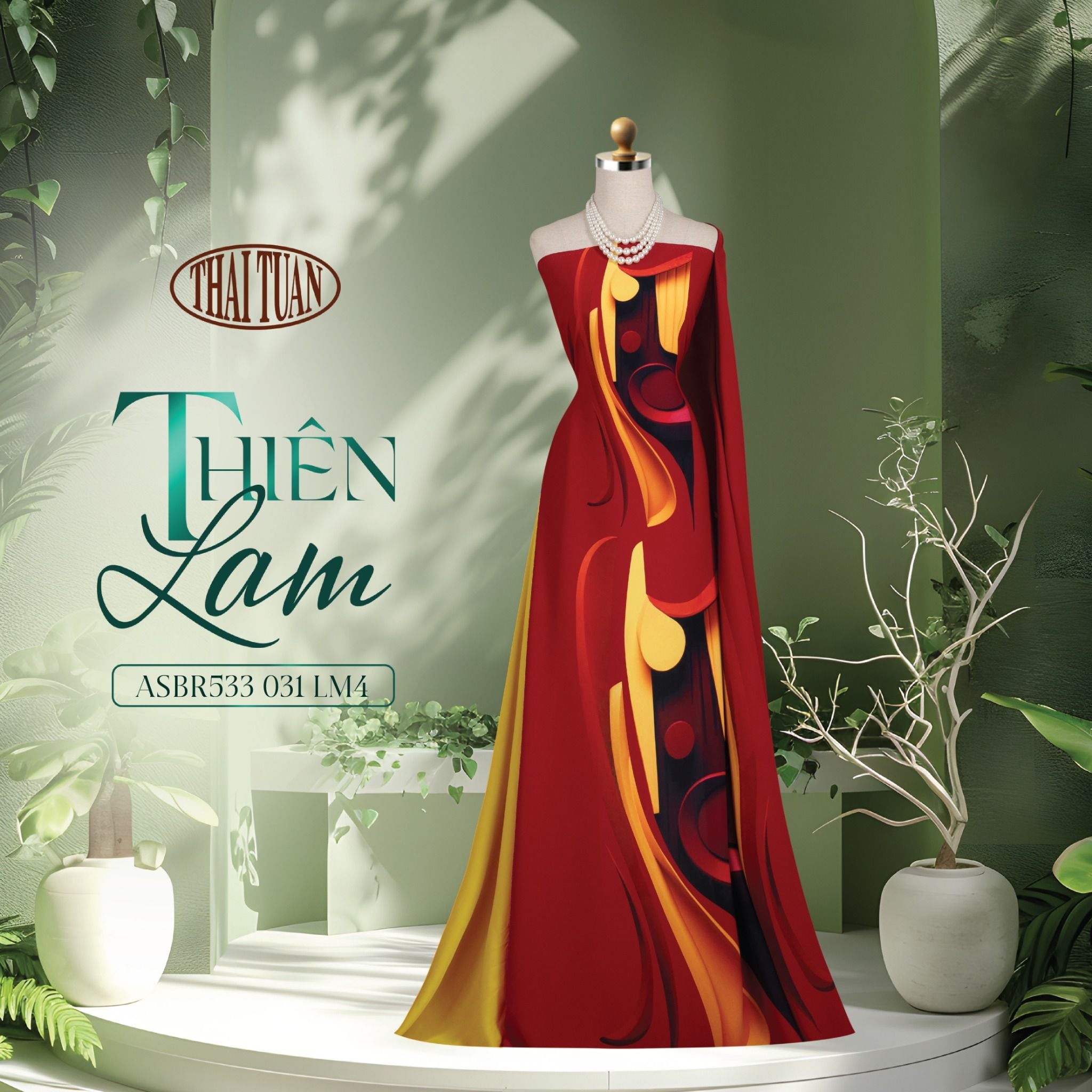 ASBR533031LM4 Vải Áo Dài Sắc Phương Nam Thiên Lam Kháng Khuẩn Khổ 1m50 x 2m1