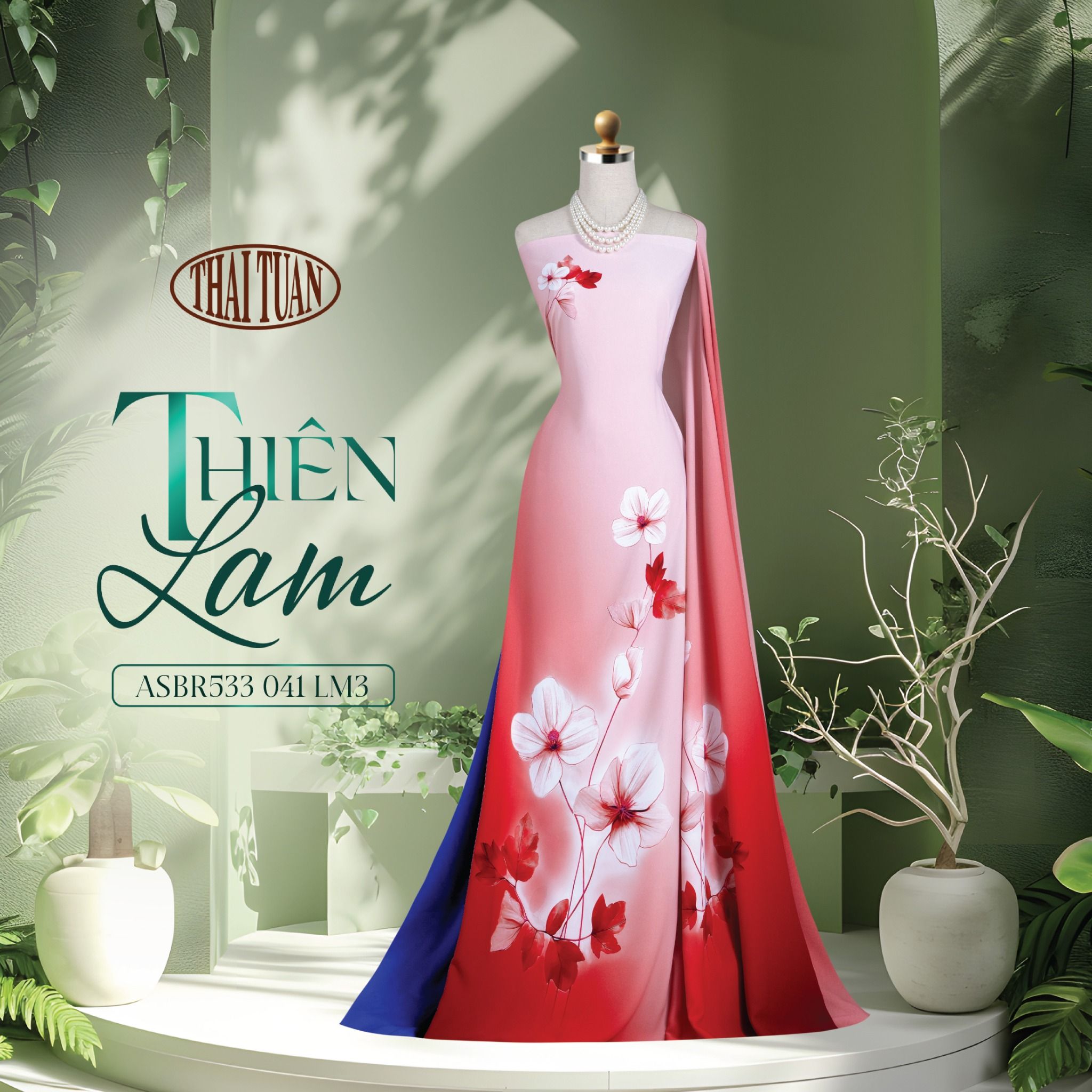 ASBR533041LM3 Vải Áo Dài Sắc Phương Nam Thiên Lam Kháng Khuẩn Khổ 1m50 x 2m1