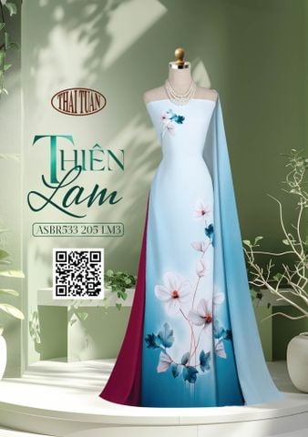 ASBR533205LM3 Vải Áo Dài Sắc Phương Nam Thiên Lam Kháng Khuẩn Khổ 1m50 x 2m1