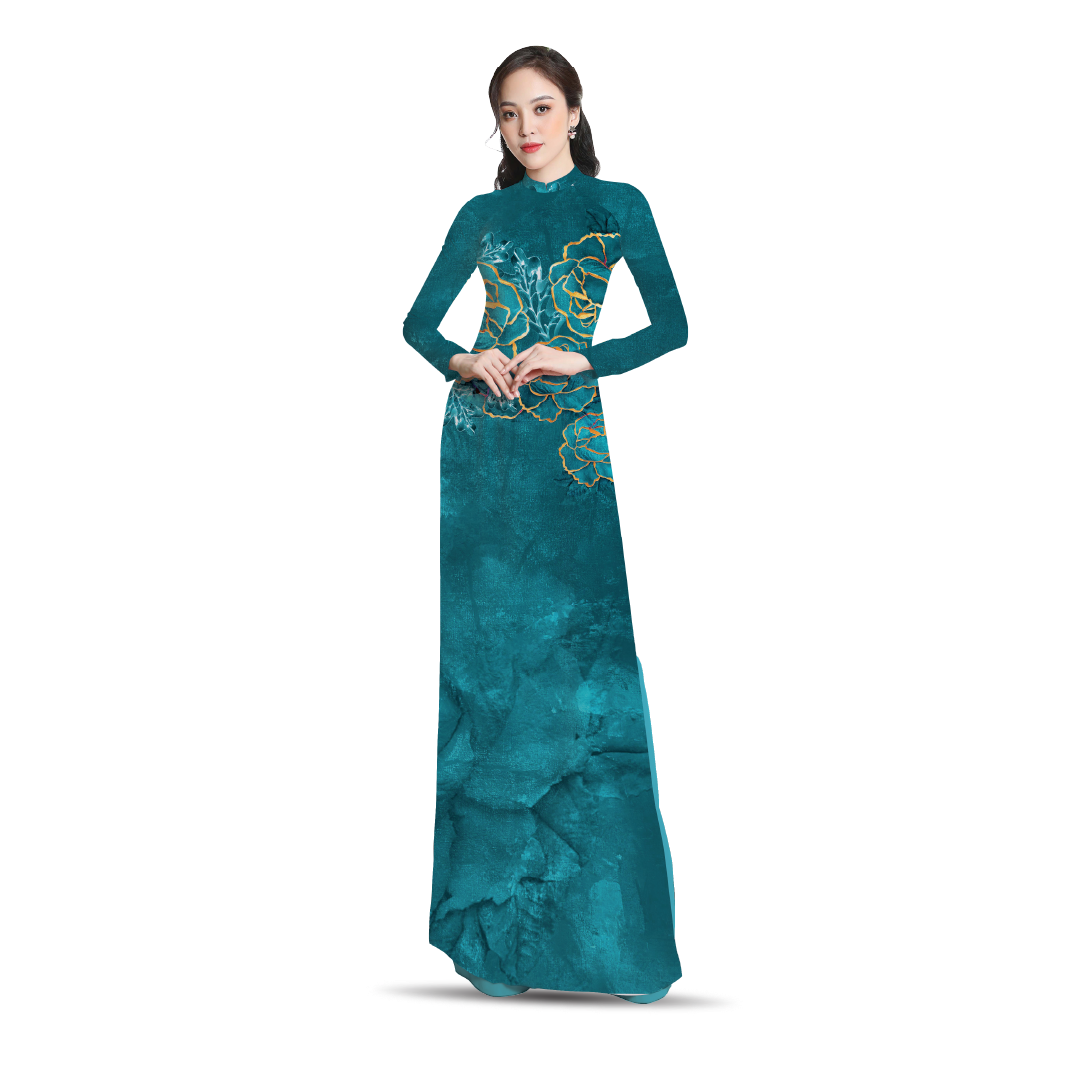 ASBR533242ICT Vải In Sắc Phương Nam Thái Tuấn Họa Tiết Màu Xanh Khổ 1m50 Dài 2m1