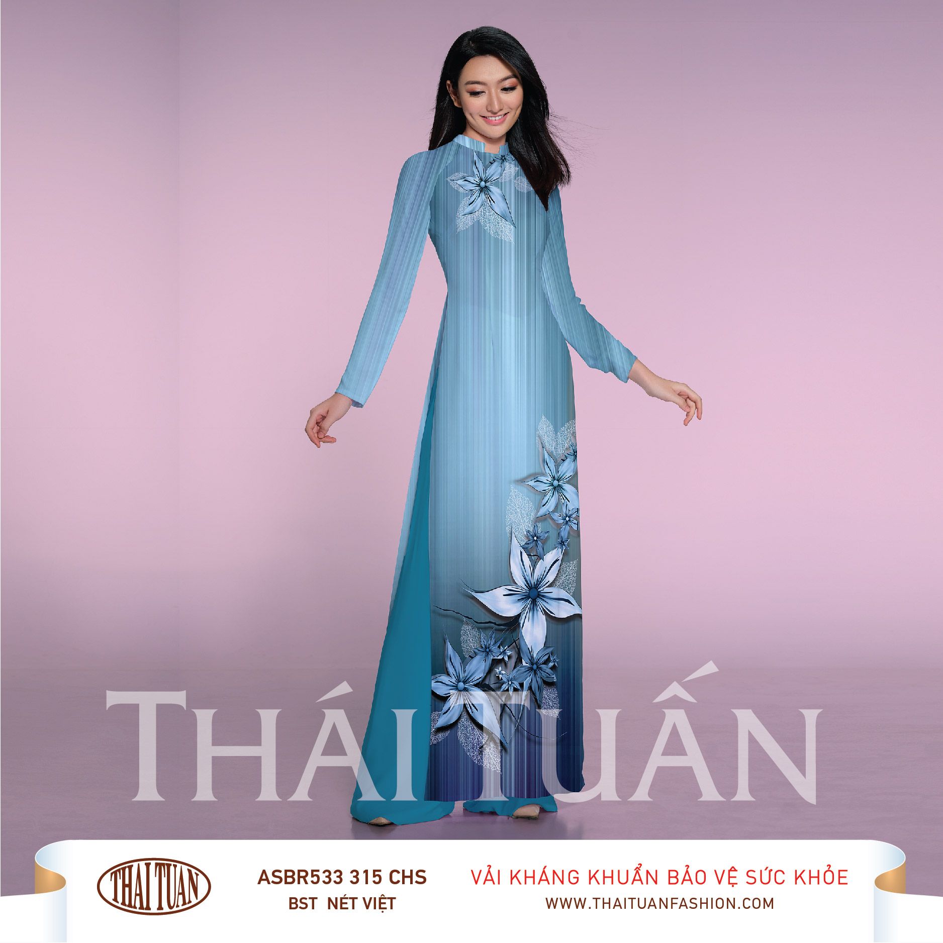 ASBR533315CHS Vải Áo Dài In Họa Tiết Kháng Khuẩn Khổ 1m50 x 2m1