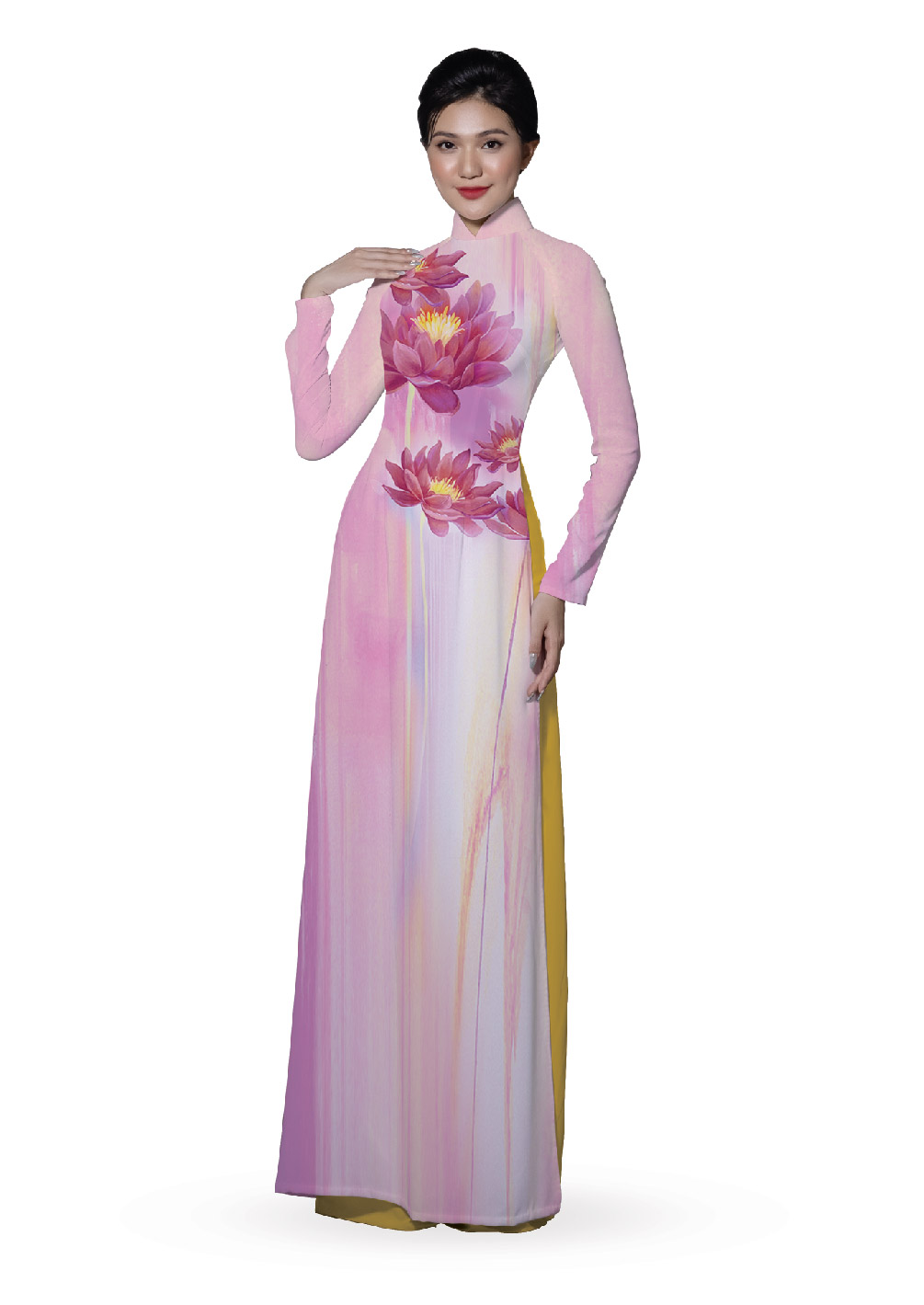 ASBR533-346-DR0 | Vải Áo Dài Hoa Văn In