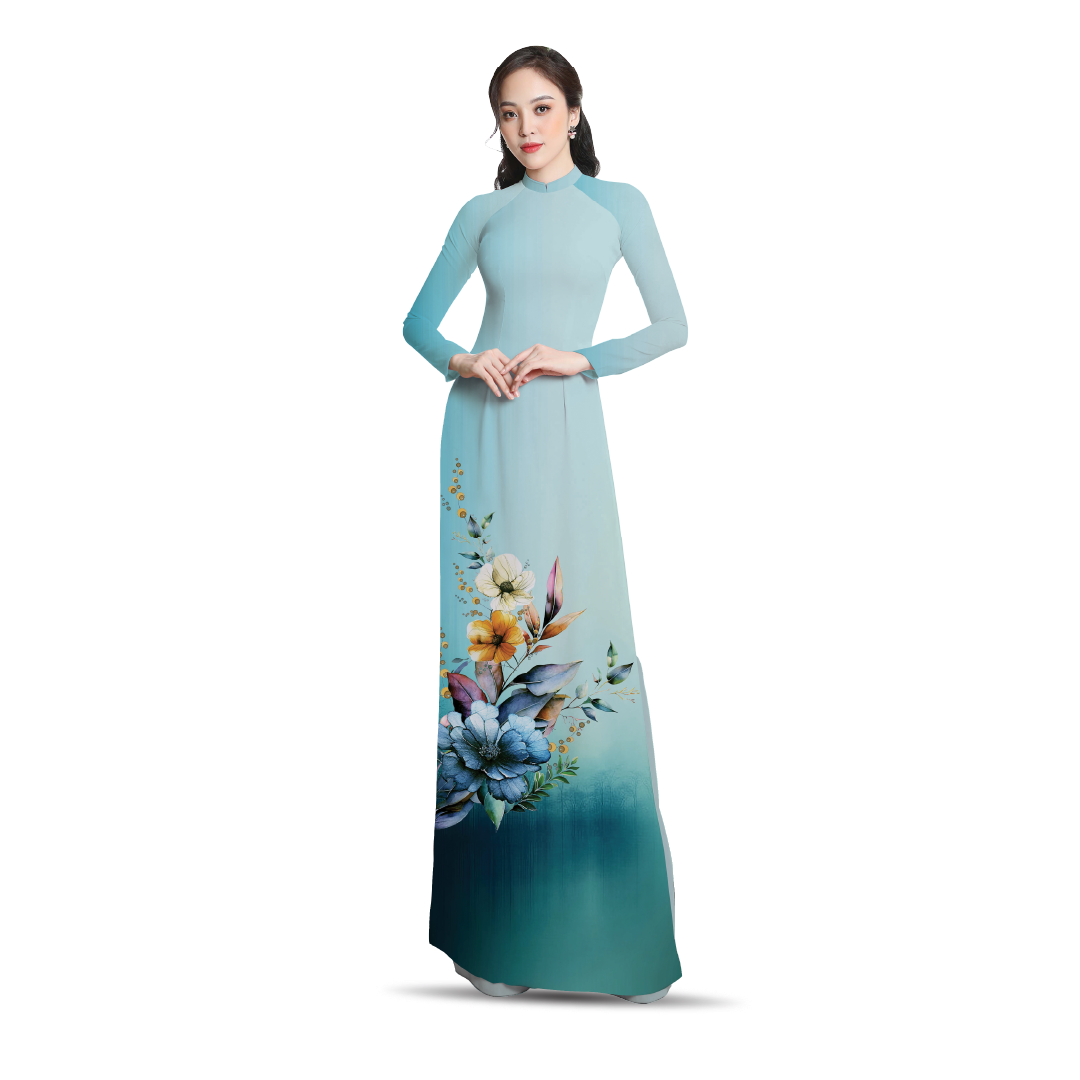 ASBR533557ICX Vải In Sắc Phương Nam Thái Tuấn Họa Tiết Màu Xanh Nhạt Khổ 1m50 x 2m1