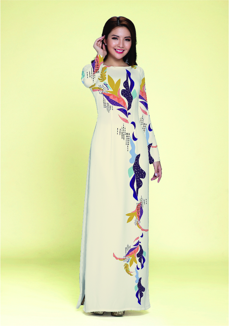 ASBR577-039-BDY | Vải Áo Dài Hoa Văn In
