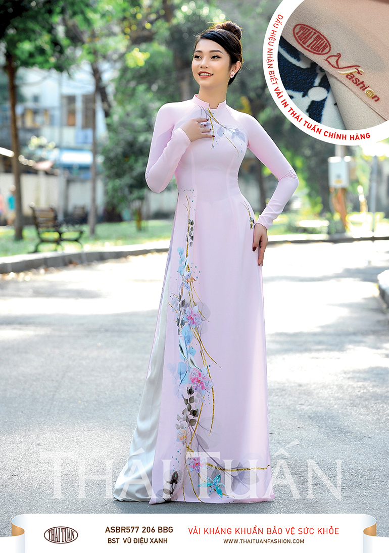 ASBR577-206-BBG | Vải Áo Dài Hoa Văn In