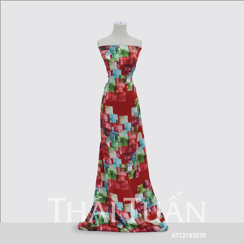 ATT2183035 Vải Tơ Tằm In Họa Tiết Màu Đỏ Khổ 1m15 x Dài 1m1