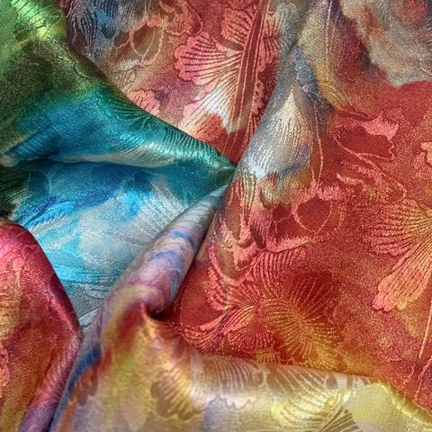 ATTI560235KSB Vải Tơ Tằm In Cao Cấp Họa Tiết Màu Sắc Khổ 1m15 x 2m4