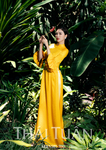 Vải Tơ Tằm Cao Cấp Hoa Lá Màu Vàng Khổ 1m15 x Dài 2m4 ATTN50739D