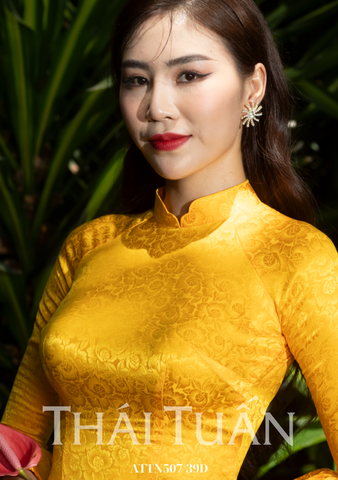 Vải Tơ Tằm Cao Cấp Hoa Lá Màu Vàng Khổ 1m15 x Dài 2m4 ATTN50739D