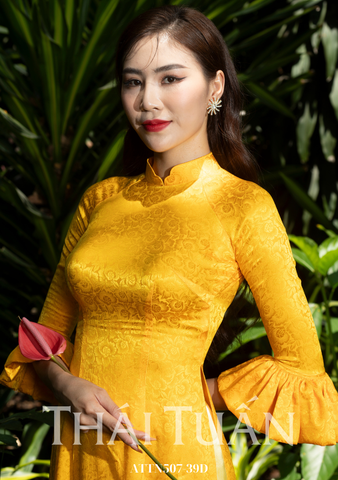 Vải Tơ Tằm Cao Cấp Hoa Lá Màu Vàng Khổ 1m15 x Dài 2m4 ATTN50739D