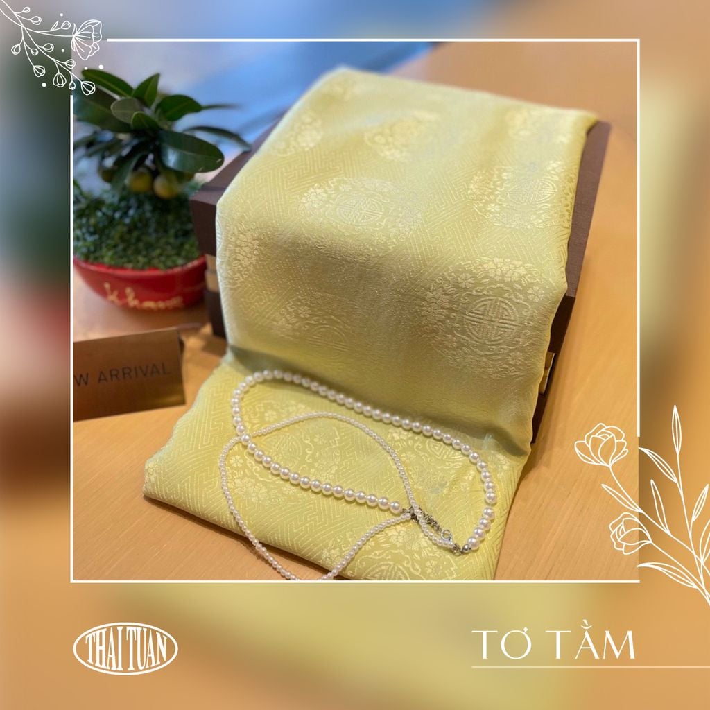 Vải Tơ Tằm Cao Cấp Màu Vàng Khổ 1m15 Dài 2m5 ATTN51012A