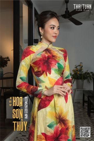 ATTN529022HPH Tơ Tằm In Cao Cấp Mùa Thu Khổ 1m15 x 2m4