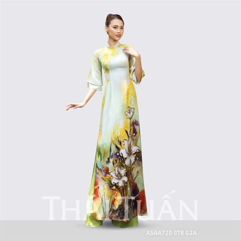 ASBA720078G2A Vải Áo Dài Hương Thơm Kháng Khuẩn Họa Tiết Màu Vàng Khổ 1m50 x Dài 2m3
