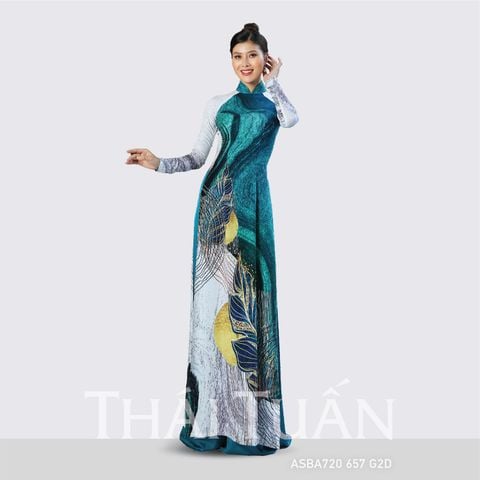 ASBA720657G2D Vải Áo Dài Hương Thơm Kháng Khuẩn Màu Xanh Khổ 1m50 x Dài 2m3