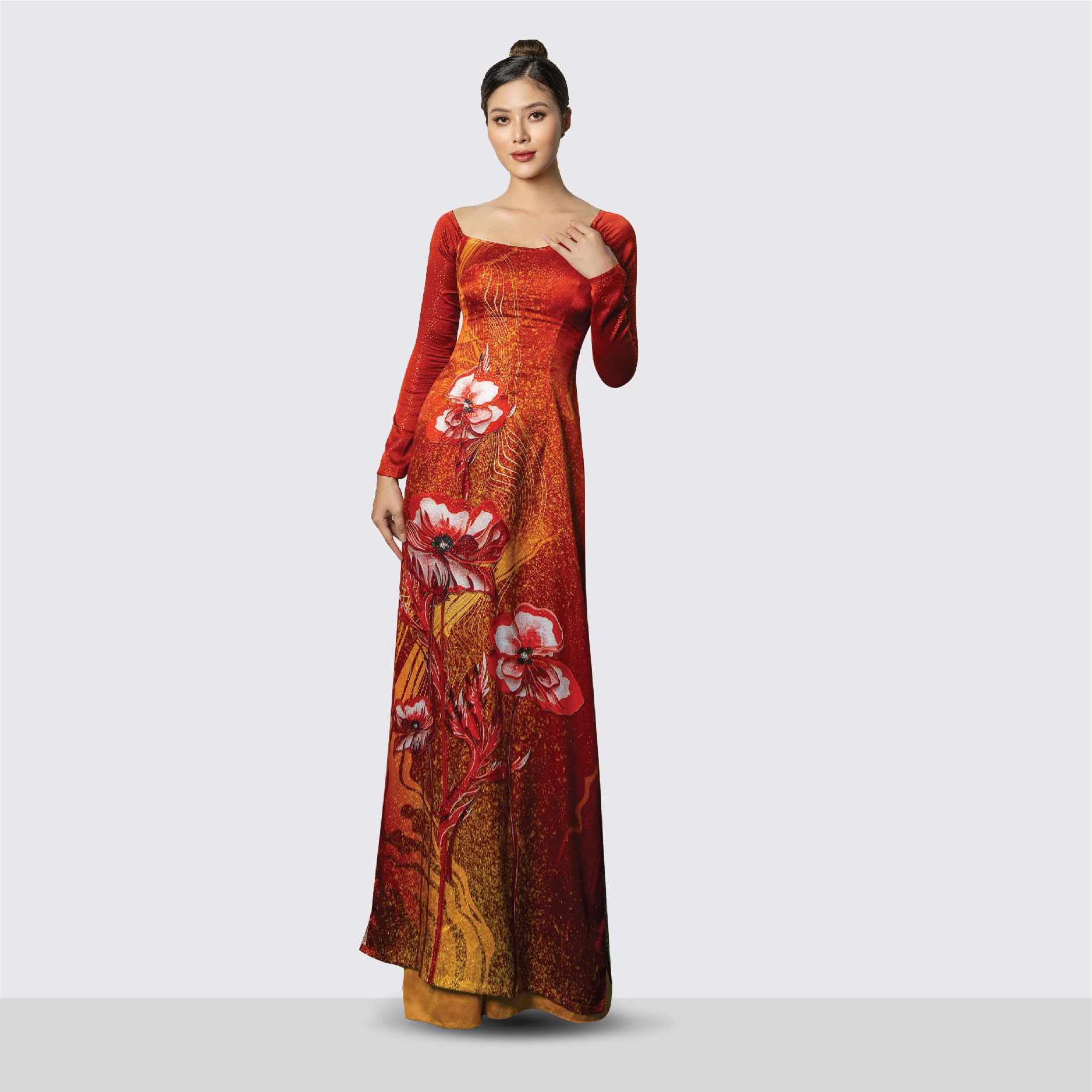 DKIA001031G2T Vải Áo Dài Hương Thơm Kháng Khuẩn Màu Đỏ Khổ 1m50 x Dài 2m3