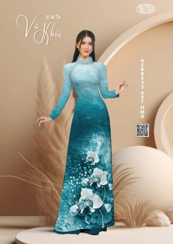 ASBR533657HMG Vải Sắc Phương Nam In Hoa Văn Màu Xanh Khổ 1m50 Dài 2m1
