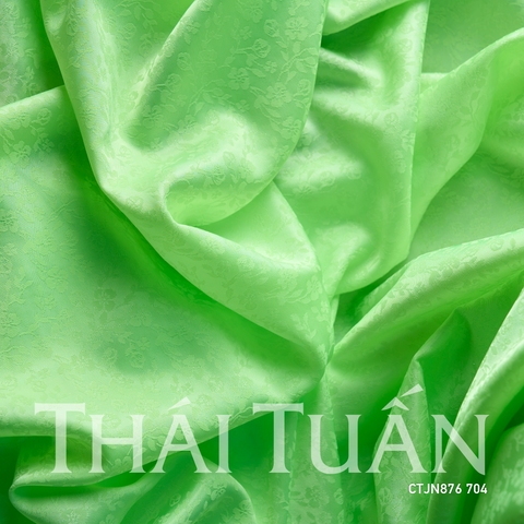 CTJN876704 Vải Gấm Hoa Tuyết Màu Xanh Lá Nhạt Khổ 1m15