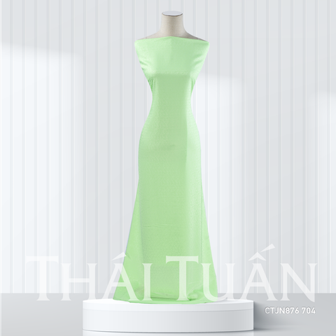 CTJN876704 Vải Gấm Hoa Tuyết Màu Xanh Lá Nhạt Khổ 1m15