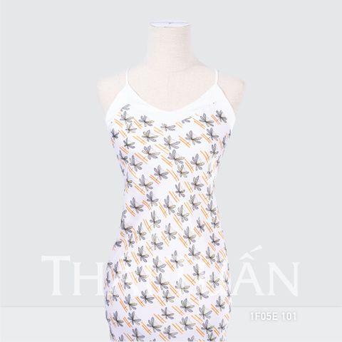 1F05E101 Đầm Ngủ 2 Dây Chuồn Chuồn Màu Trắng