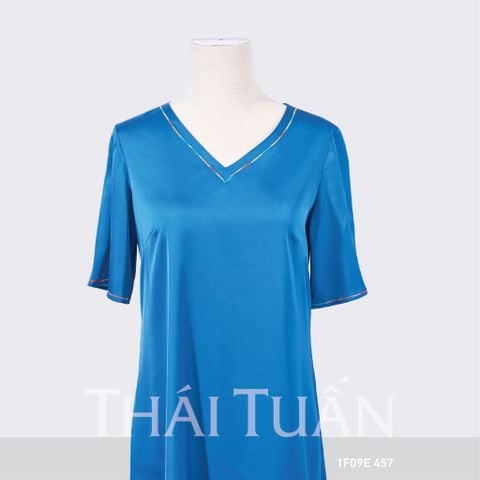 Đầm Ngủ Tay Ngắn Cổ Tim Màu Xanh Dương 1F09E457