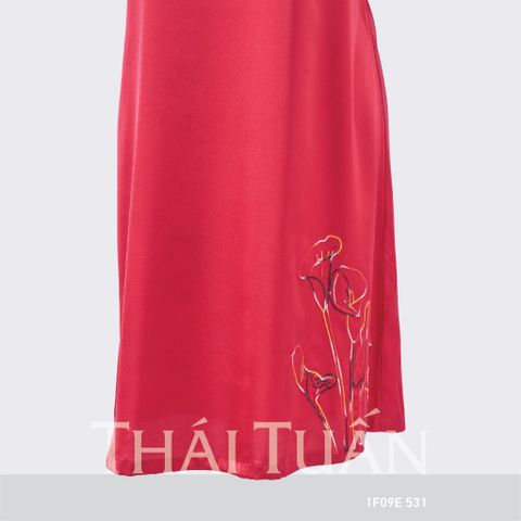 1F09E531 Đầm Ngủ Tay Ngắn Cổ Tim Màu Đỏ