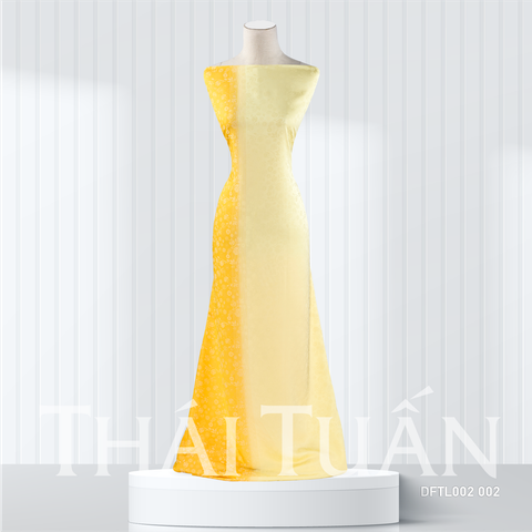 DFTL002202 Vải Gấm Hoa Văn Cách Điệu Nhẹ Màu Vàng Tươi 2 Ánh Khổ 1m50 Dài 3m