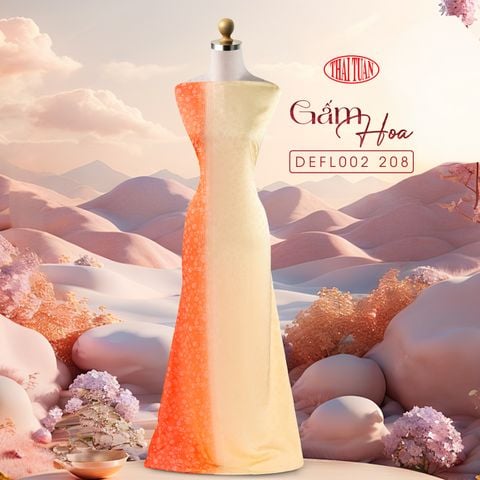 Vải Gấm Hoa Văn Cách Điệu Nhẹ Màu Cam 2 Ánh Khổ 1m50 Dài 3m