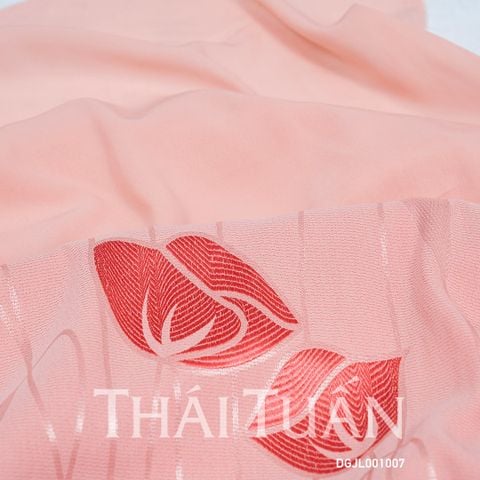Vải Gấm Hoa Văn Co Giãn Màu Hồng Ánh Cam Khổ 1m60 Dài 1m8 DGJL001007