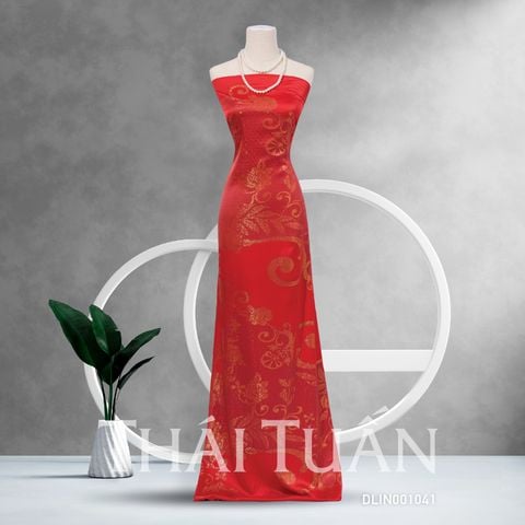 Vải Gấm Hoa Văn Màu Đỏ Khổ 1m15 Dài 2m3 DLIN001041