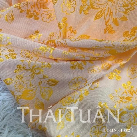 DLLN001-002 Vải Gấm Nàng Hoa Màu Vàng Ánh Kim Khổ 1m15 x 2m5