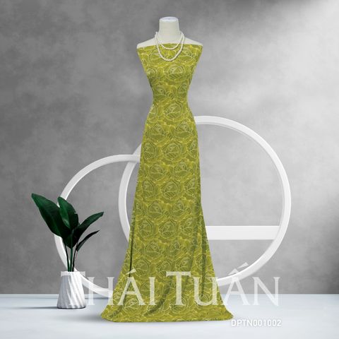 Vải Gấm Phụng Hoa Màu Xanh Úa Co Giãn Khổ 1m15 Dài 2m5 DPTN001002