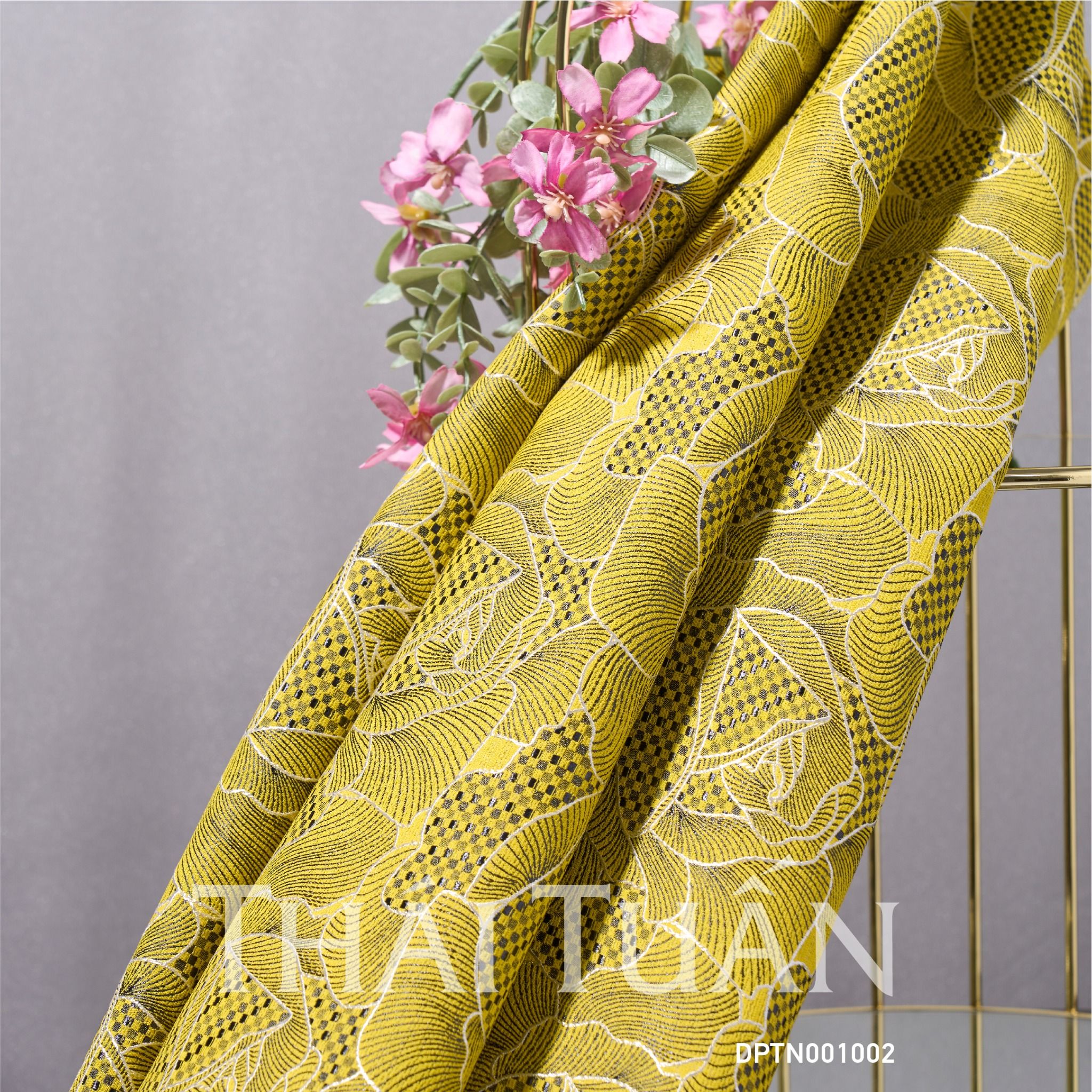 Vải Gấm Phụng Hoa Màu Xanh Úa Co Giãn Khổ 1m15 Dài 2m5 DPTN001002