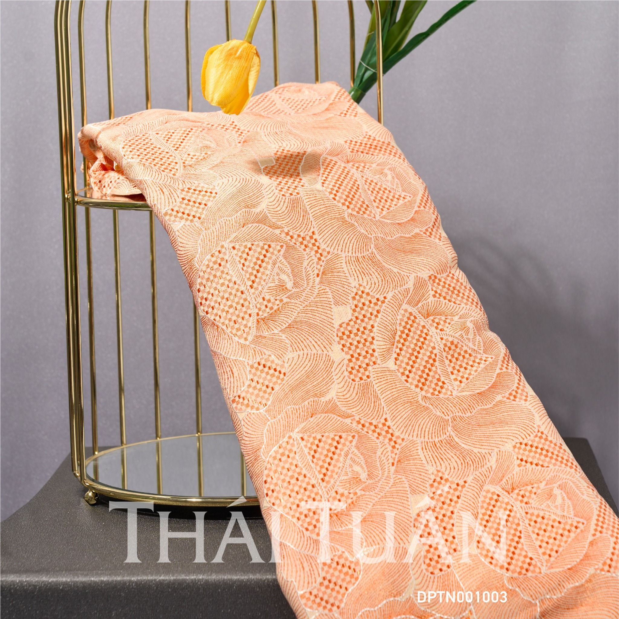 Vải Gấm Phụng Hoa Màu Cam Co Giãn Khổ 1m15 Dài 2m5 DPTN001003