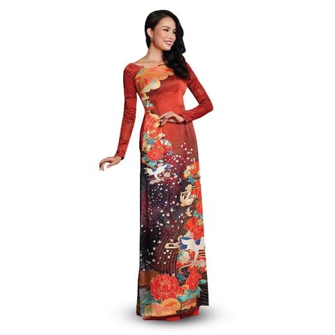 DQLA003443DND Vải Áo Dài Kim Tuyến Premium Họa Tiết Hoa Lá Kháng Khuẩn Khổ 1m50 x Dài 2m3