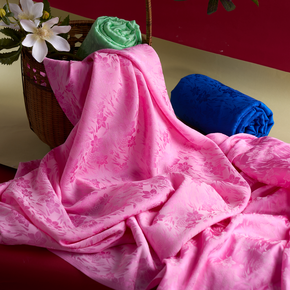 Vải Gấm Tầm Phương Nam Màu Hồng Khổ 1m15 x 2m5 DRIN008206