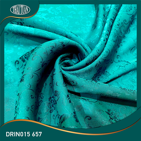 DRIN015-657 | Vải Gấm Tằm Phương Nam Màu Xanh Cổ Vịt Trầm (Khổ 1m15, Dài 1,1 Mét)