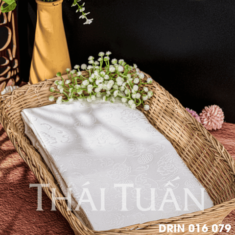 DRIN016079 Vải Gấm Tằm Phương Nam Màu Trắng Khổ 1m15 Dài 2m5