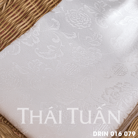 DRIN016079 Vải Gấm Tằm Phương Nam Màu Trắng Khổ 1m15 Dài 2m5