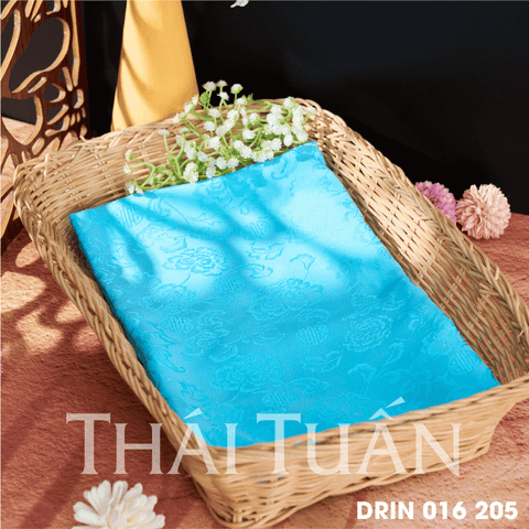 DRIN016205 Vải Gấm Tằm Phương Nam Màu Xanh Dương Sáng Khổ 1m15 x 2m5