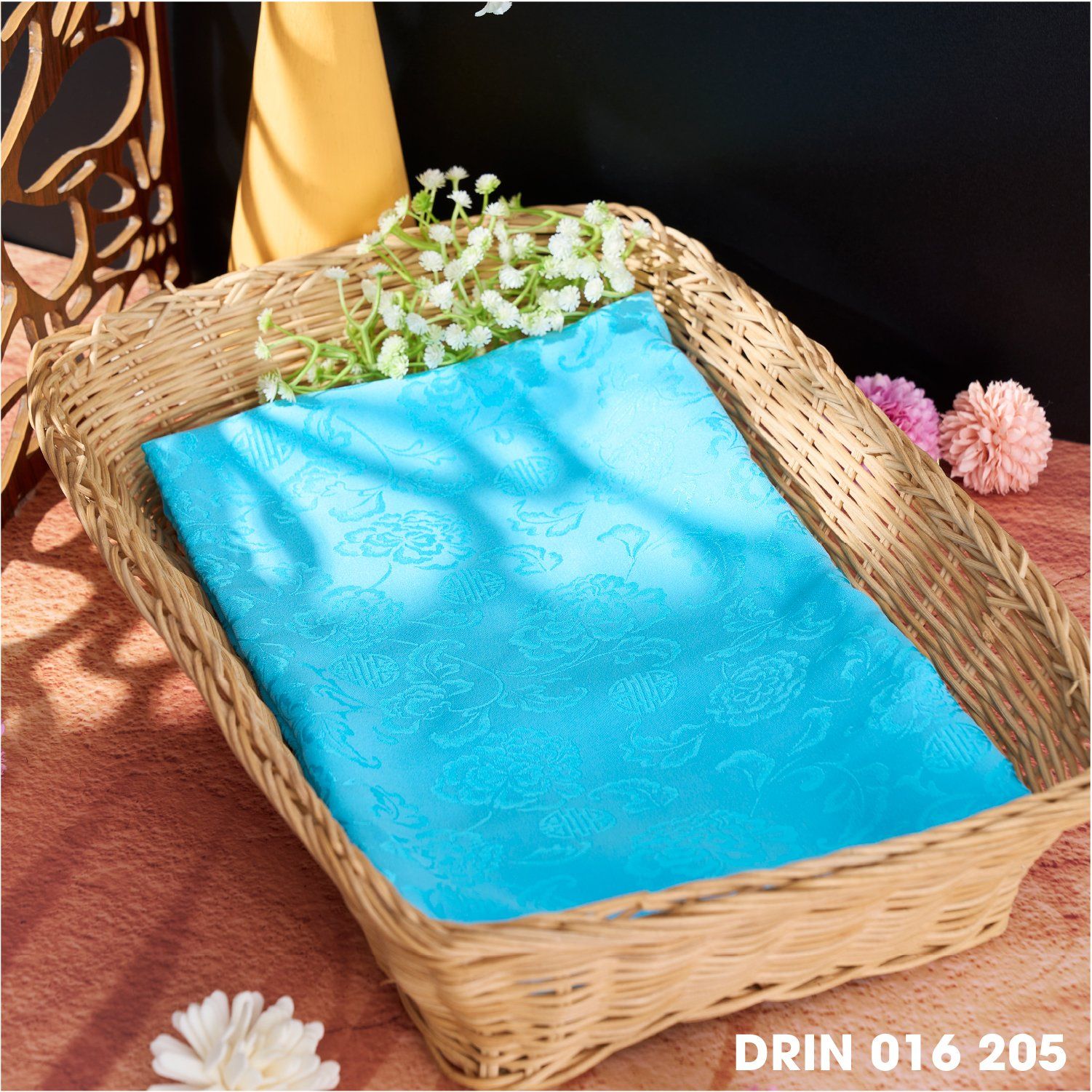 DRIN016205 Vải Gấm Tằm Phương Nam Màu Xanh Dương Sáng Khổ 1m15 x 2m5